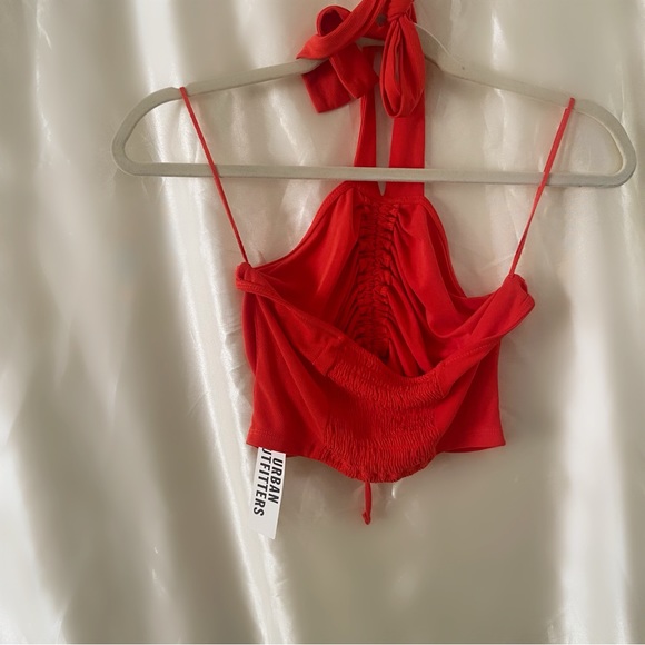 Urban Outfitters orange scrunch halter top crop top new with tags women’s medium - Picture 5 of 9